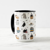 Grappige kattenpatroon mok, mok voor kattenliefheb (Voorkant links)