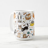 Grappige kattenpatroon mok voor kattenliefhebbers (Voorkant links)