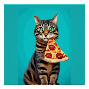 Grappige kattenprint, waardevol Poster papier (mat