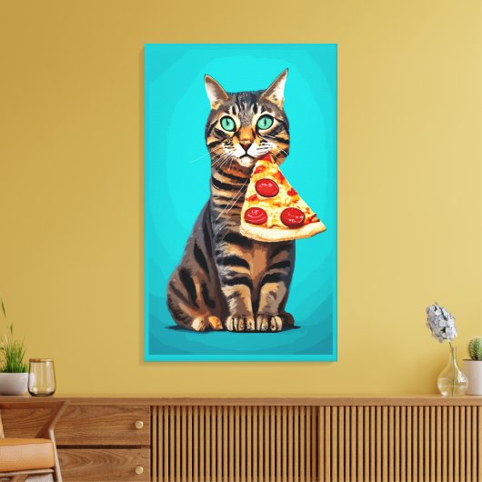 Grappige kattenprint, waardevol Poster papier (mat Canvas Afdruk (Insitu (Woonkamer))