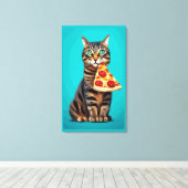 Grappige kattenprint, waardevol Poster papier (mat Canvas Afdruk (Insitu (Houten vloer))