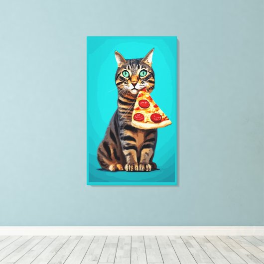 Grappige kattenprint, waardevol Poster papier (mat Canvas Afdruk (Insitu (Houten vloer))