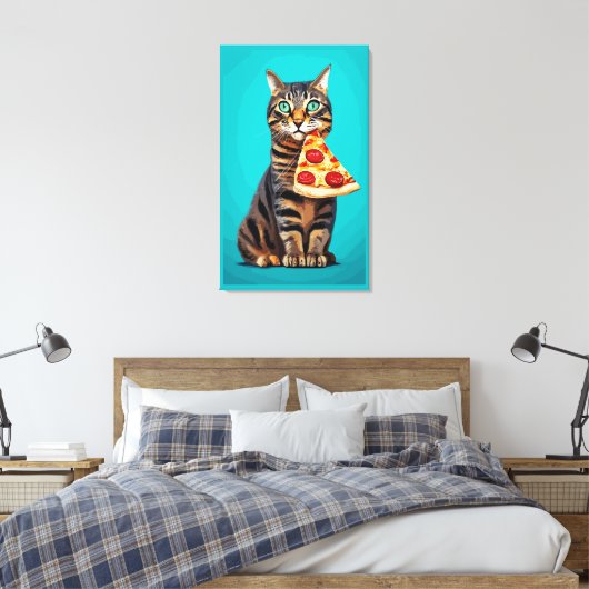 Grappige kattenprint, waardevol Poster papier (mat Canvas Afdruk (Insitu (Slaapkamer))