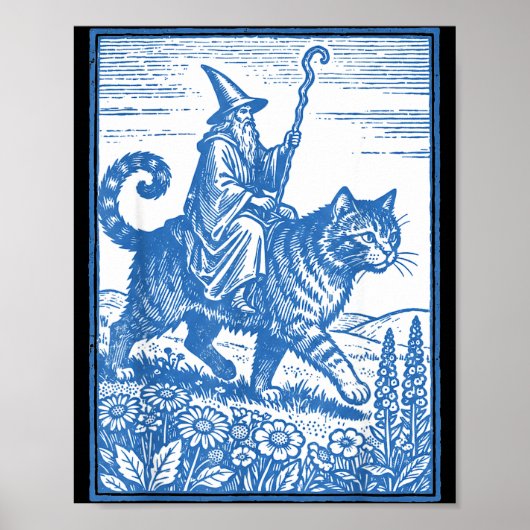 Grappige kattenruiter heks leuk meme poster (Voorkant)
