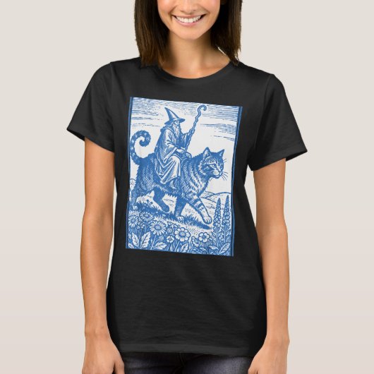 Grappige kattenruiter tovenaar grappig leuk meme  t-shirt (Voorkant)
