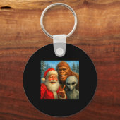 Grappige kattenselfie met kerstman & Bigfoot mij Sleutelhanger (Voorkant)