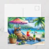 Grappige Kattenslogan Kitten op het Strand Briefkaart (Voorkant / Achterkant)