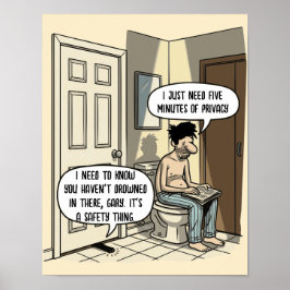 Grappige Kattenvader Badkamer Humor Cadeau Poster