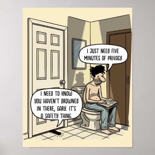Grappige Kattenvader Badkamer Humor Cadeau Poster (Voorkant)