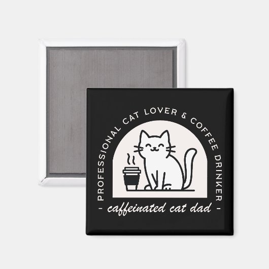 Grappige kattenvader en koffieliefhebber magneet (Voorkant / Achterkant)
