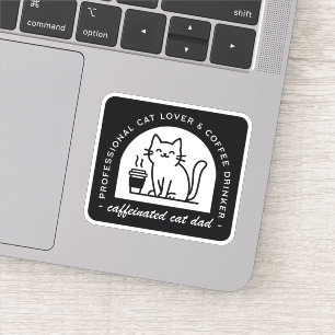 Grappige kattenvader en koffieliefhebber sticker