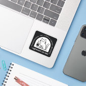 Grappige kattenvader en koffieliefhebber sticker (Laptop met iPhone)