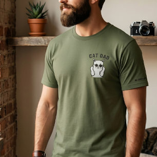 Grappige Kattenvader Middenvinger Kat met Zonnebri T-shirt