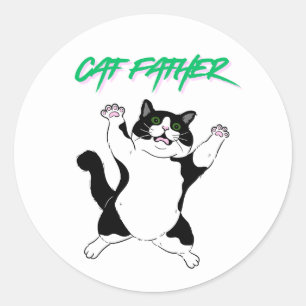 Grappige Kattenvader Ronde Sticker