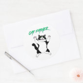 Grappige Kattenvader Ronde Sticker (Envelop)