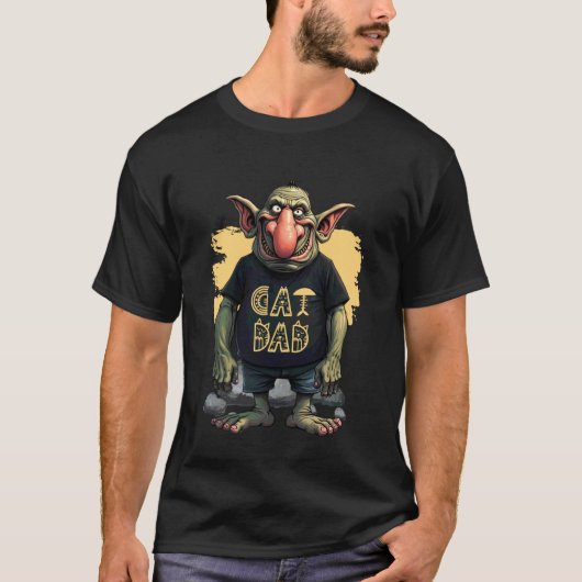 Grappige Kattenvader Troll Design voor Mannen die T-shirt (Voorkant)
