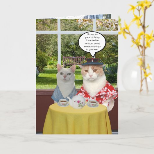  grappige kattenverjaardag voor vrouw kaart (Gele Bloem)