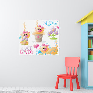 Grappige Kattenvrouw Cartoon Lieve Kattenliefhebbe Poster