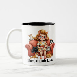 Grappige Kattenvrouw Moeder Koffiemok Tweekleurige Koffiemok