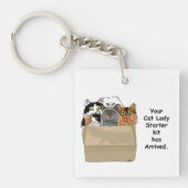 Grappige Kattenvrouw Starter Kit Humor Wit Sleutelhanger (Voorkant)