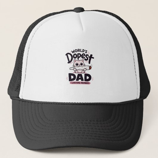 Grappige Kattenwereld Grappigste Vader Sigaren Typ Trucker Pet (Voorkant)
