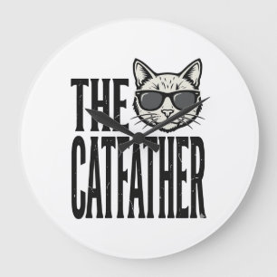 Grappige Katvader Vintage Kat Citaat Grafisch Shir Grote Klok