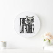 Grappige Katvader Vintage Kat Citaat Grafisch Shir Grote Klok (Huis)