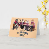 Grappige Katzenjammer Kat Kaart (Gele Bloem)