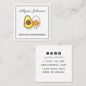Grappige Kawaii Avocado & Ei Keto Thema Voedingsde Vierkante Visitekaartje (Voorkant / Achterkant)