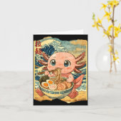 Grappige Kawaii Axolotl Ramen Noedel Kom Japanse W Kaart (Gele Bloem)