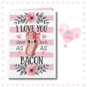 Grappige Kawaii Bacon Verjaardag Jubileum Valentij Kaart