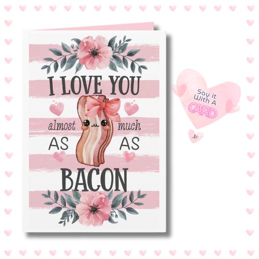 Grappige Kawaii Bacon Verjaardag Jubileum Valentij Kaart