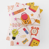 Grappige Kawaii Cartoon School benodigdheden Inpakpapier Vel (In situ)