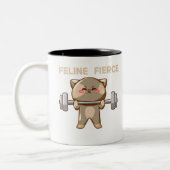 Grappige Kawaii Cat Lifting Gewichten mok (Links)