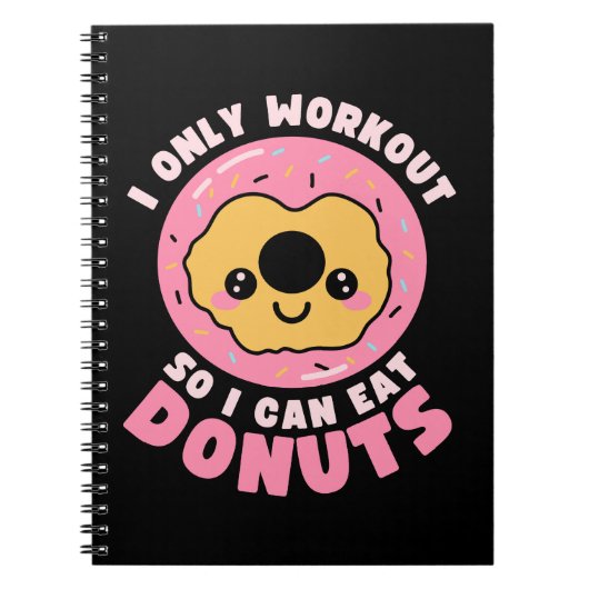 Grappige Kawaii Donuts Workout Citaat Notitieboek (Voorkant)
