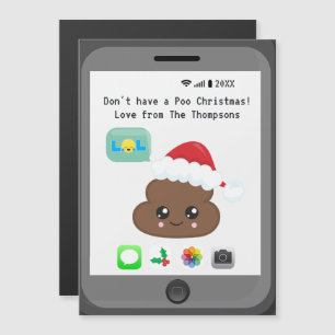 Grappige Kawaii Emoji thema Gelukkige Kerstmis Gro Magnetische Uitnodiging