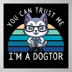 Grappige Kawaii Husky Hond Dokter Poster