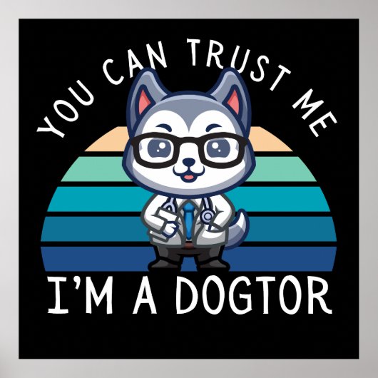Grappige Kawaii Husky Hond Dokter Poster (Voorkant)