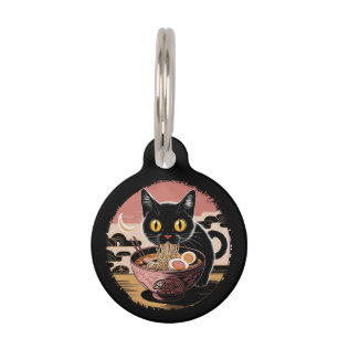 Grappige Kawaii Kat Eten Ramen Noodles Schattigee Huisdierpenning