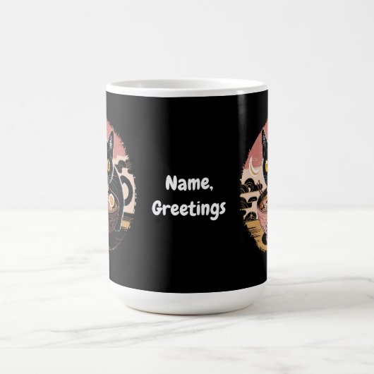 Grappige Kawaii Kat Eten Ramen Noodles Schattigee  Koffiemok (Center)