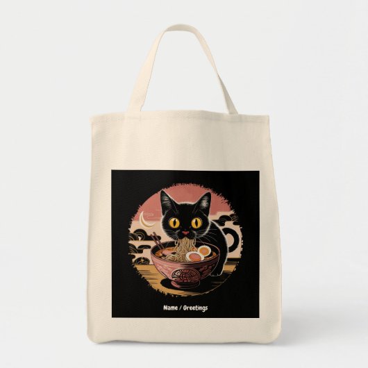 Grappige Kawaii Kat Eten Ramen Noodles Schattigee  Tote Bag (Voorkant)