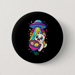 Grappige Kawaii Kat Ramen Ufo Japanse Anime Vrouwe Ronde Button 5,7 Cm