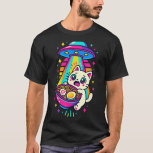 Grappige Kawaii Kat Ramen Ufo Japanse Anime Vrouwe T-shirt