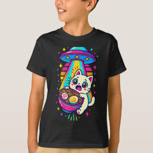 Grappige Kawaii Kat Ramen Ufo Japanse Anime Vrouwe T-shirt
