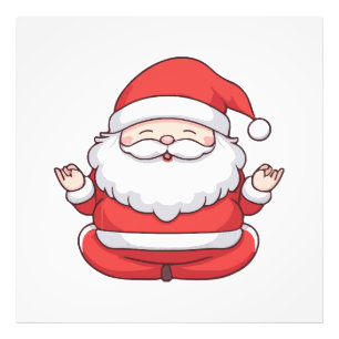 Grappige Kawaii Kerstman Yoga Meditatie Foto Afdruk