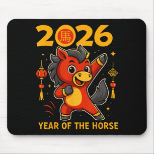 Grappige Kawaii Maan- 2026 Jaar Van Het Paard Chin Muismat