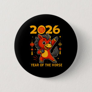 Grappige Kawaii Maan- 2026 Jaar Van Het Paard Chin Ronde Button 5,7 Cm