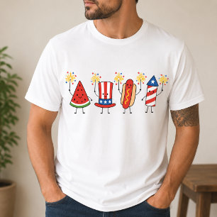 Grappige Kawaii Patriottische Voedselkarakters met T-shirt