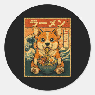 Grappige Kawaii Ramen Corgi Japanse Noedels Corgi  Ronde Sticker