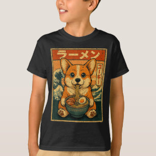Grappige Kawaii Ramen Corgi Japanse Noedels Corgi T-shirt
